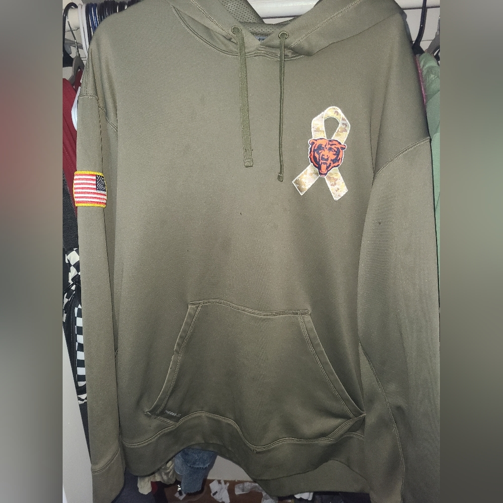 Chicago Bears NFL Military Olive Green Hoodie